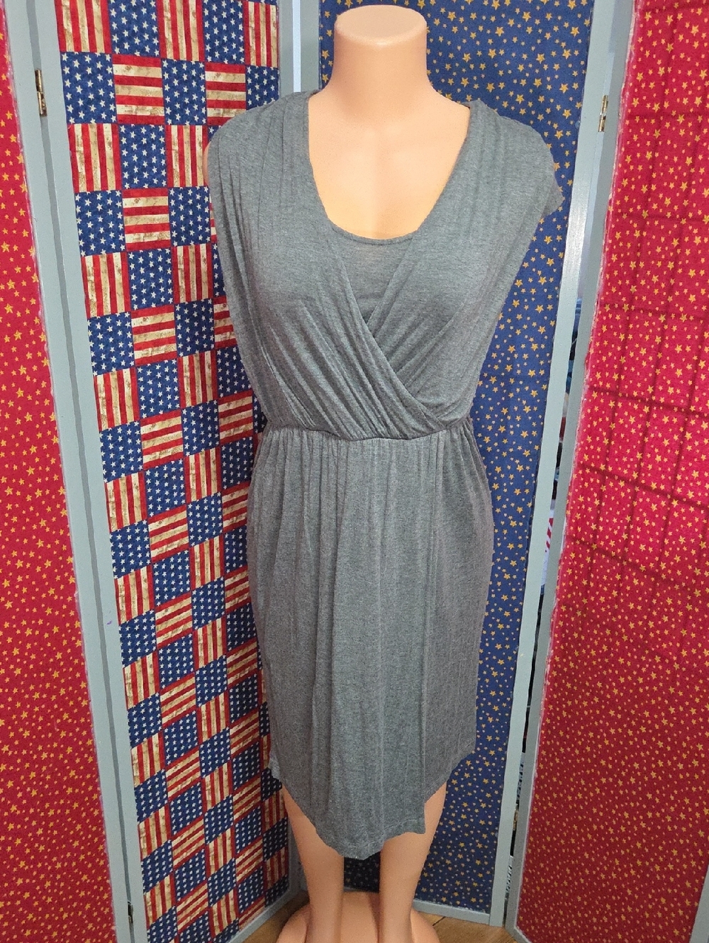 Apt. 9 Grey Sleeveless Wrap-Front Midi Dress